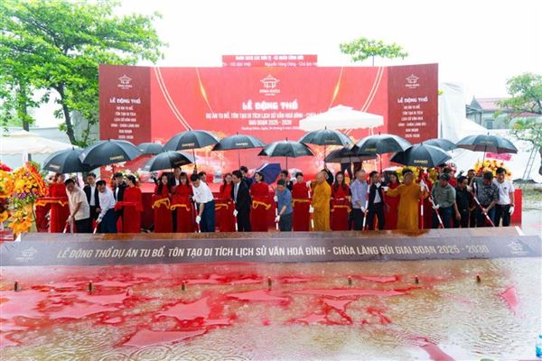 Lễ động thổ và phát động tu bổ, tôn tạo di tích Đình - Chùa làng Bùi